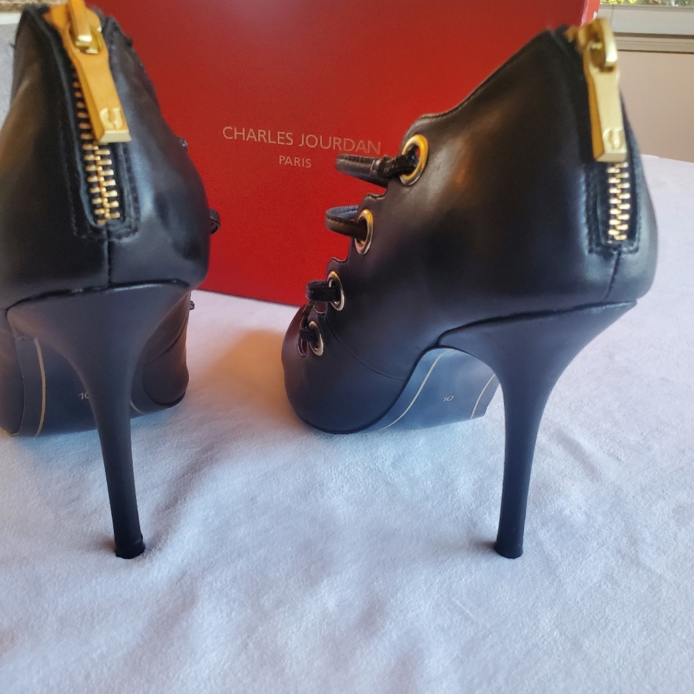 ⚜️CHARLES JOURDAN PARIS Corset Style Leather Pump Heels Size 10 - Picture 5 of 7
